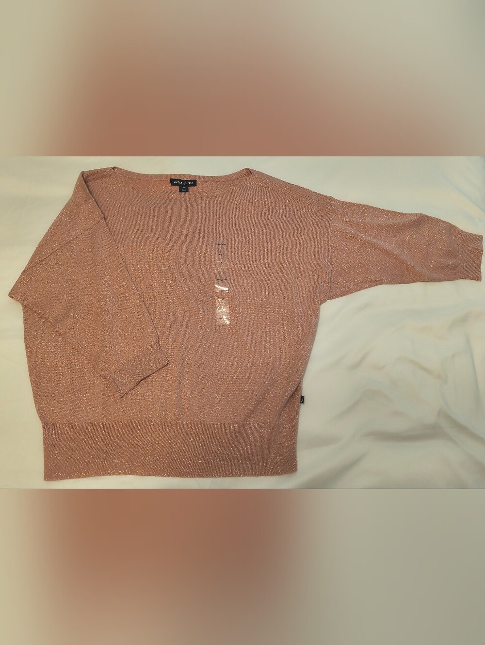 Women's Nautica Shimmer Crewneck Sweater - Dusty Rose